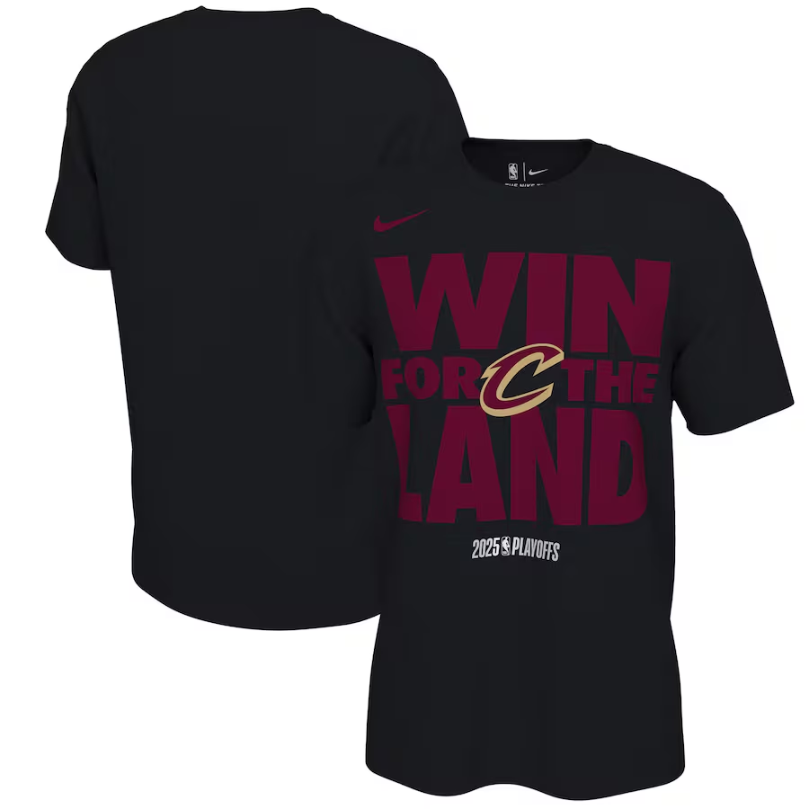 Men's Cleveland Cavaliers Black 2025 Playoffs On-Court Mantra T-Shirt Men's Cleveland Cavaliers Black 2025 Playoffs On-Court Mantra T-Shirt